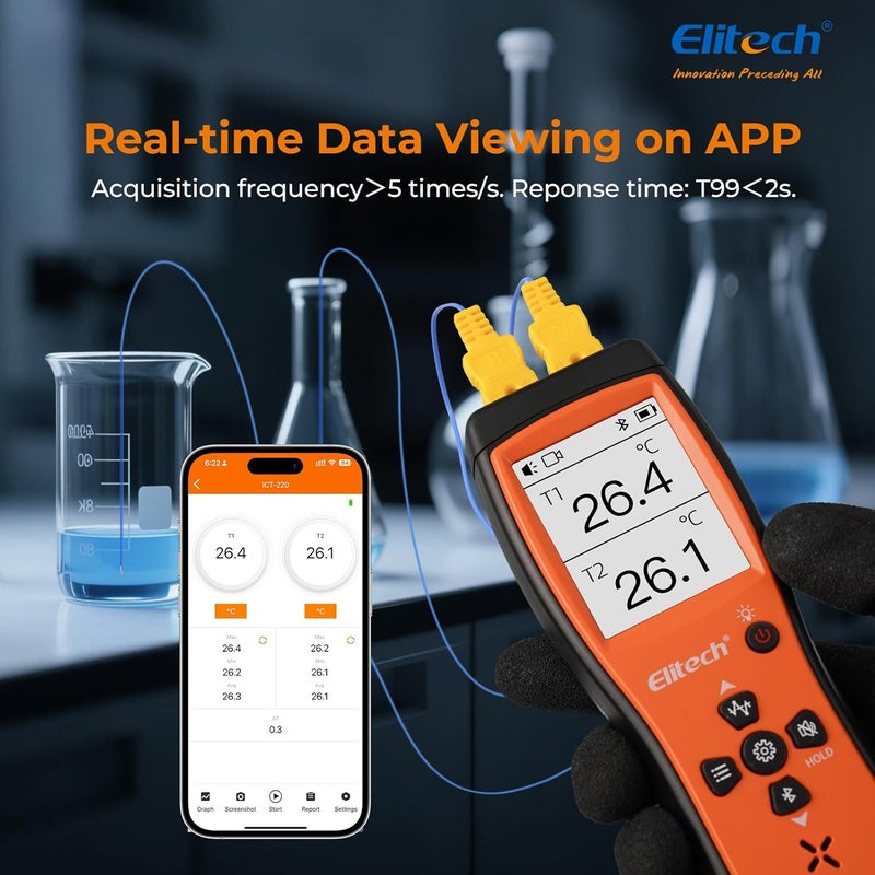 Elitech Bluetooth Thermocouple Thermometer Digital Temperature Data Logger K-Type, APP Real time Data, 5000 Points Capactiy(Optional),OTA Remote Firmware Upgrade, ADJ Compensation, 2 Channels HVAC Lab - Image 4